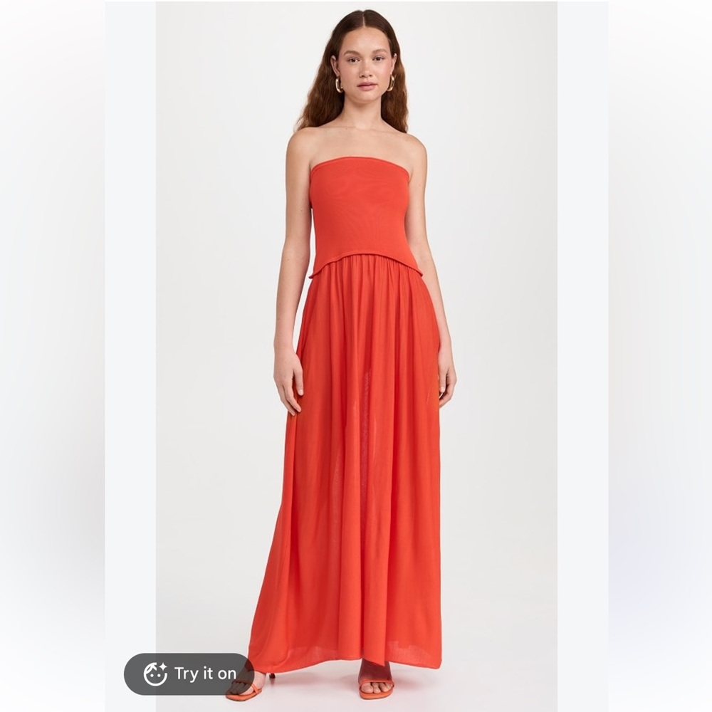 Solid & Striped the Sasha dress lava orange lightweight strapless maxi dress M